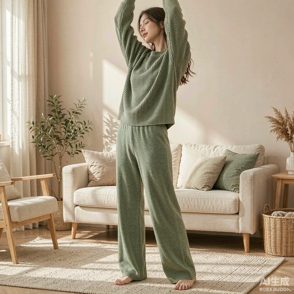 Sage green knit loungewear set